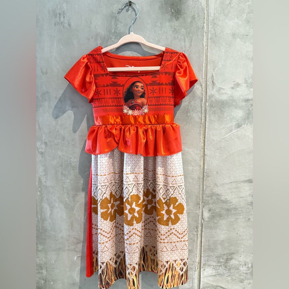 Kids Moana Costume Dress - Orange and Gold